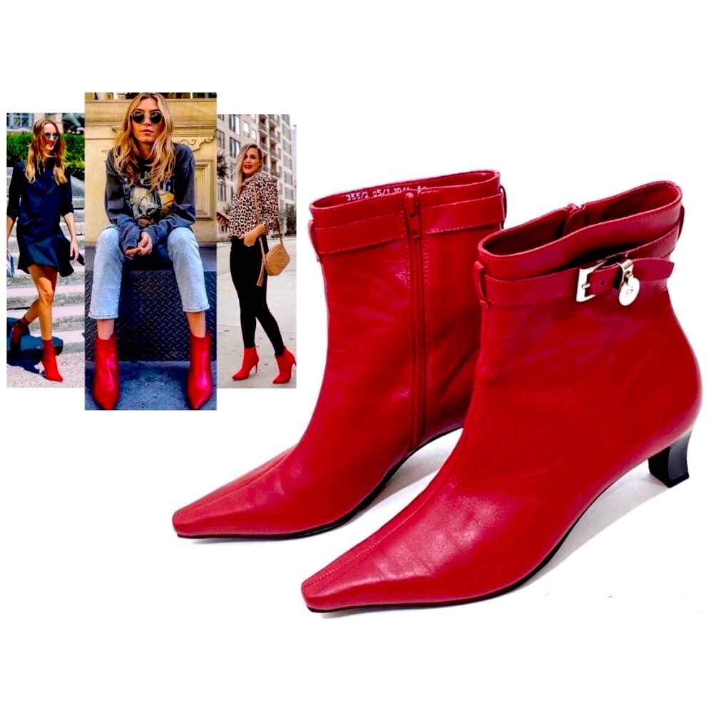 Vintage Red Kitten Heel Boots - Gem